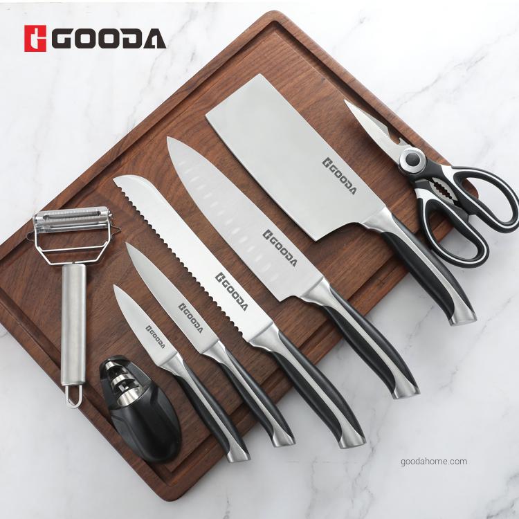 9 pcs High carbon Steel Handle Kitchen Knife Set with Sharpener