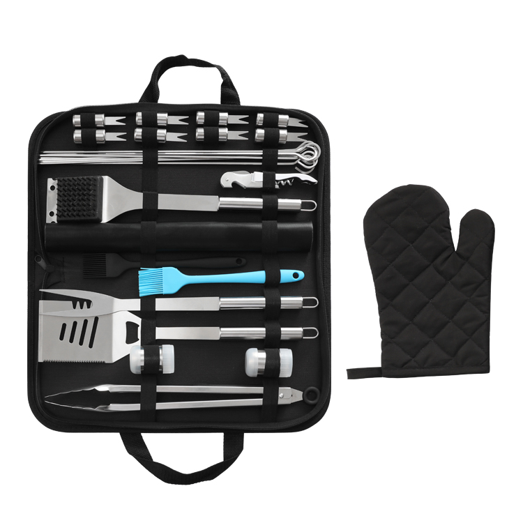 28 Piece Stainless Steel BBQ Grill Set With Oxford Bag
