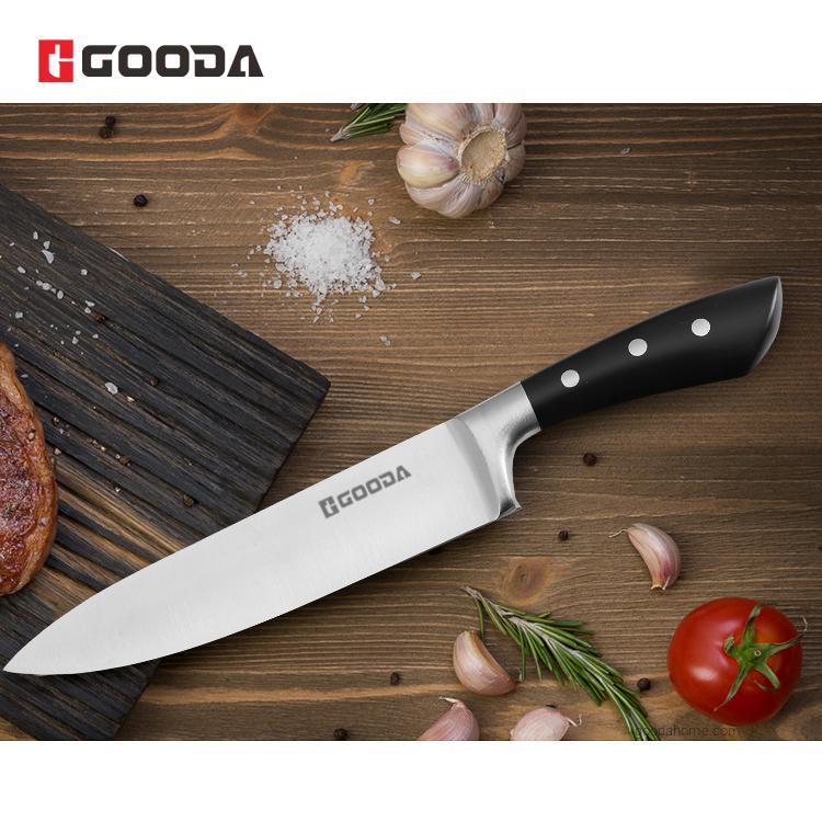 5 Pcs Stainless Steel Hollow Handle Kitchen Knife Set Black Handle Ouda