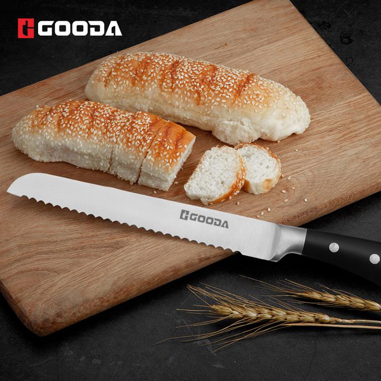 5 Pcs Stainless Steel Hollow Handle Kitchen Knife Set Black Handle Ouda