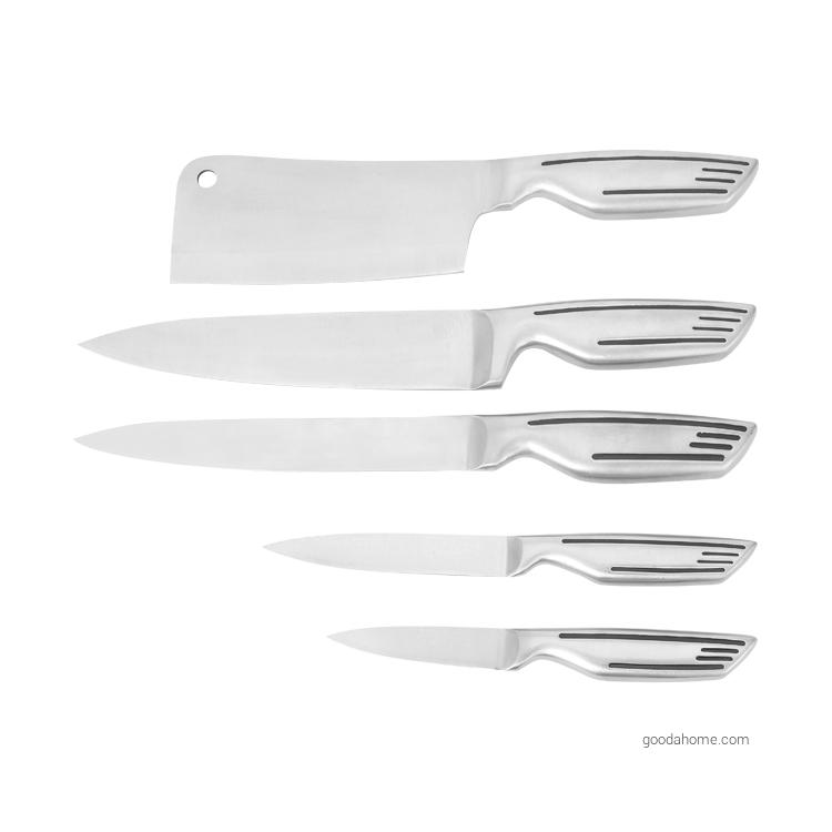 8 Pcs Hollow Handle Kitchen Knife Set With Acrylic Block Ouda