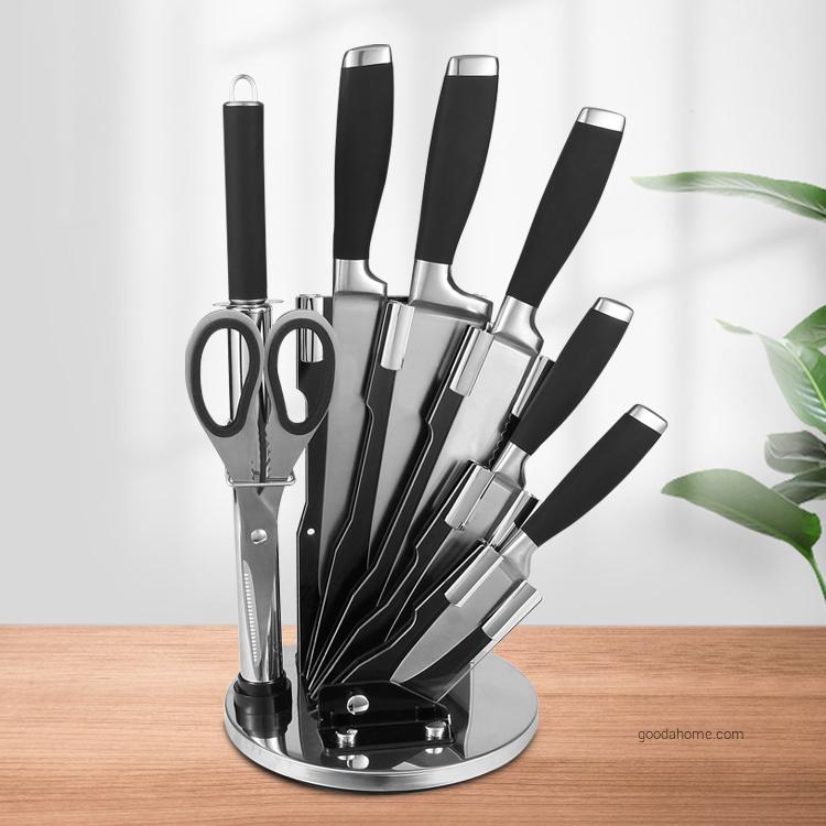 7 Pcs Hollow Handle Stainless Steel Chef Knife Set With Acrylic Block