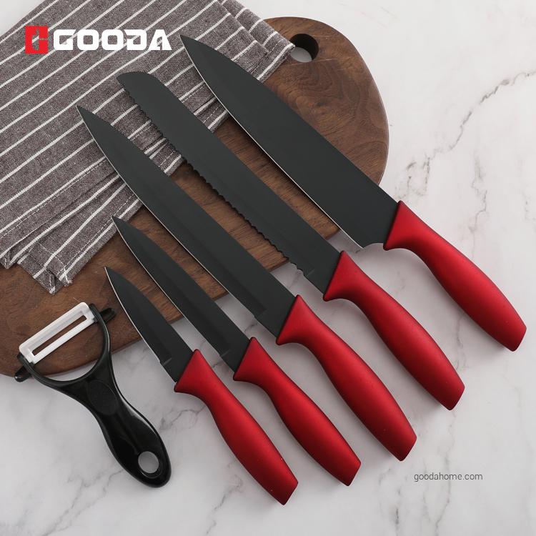 Professional 6 Piece Inox Chef Cleaver Kitchen Knife Set Ouda