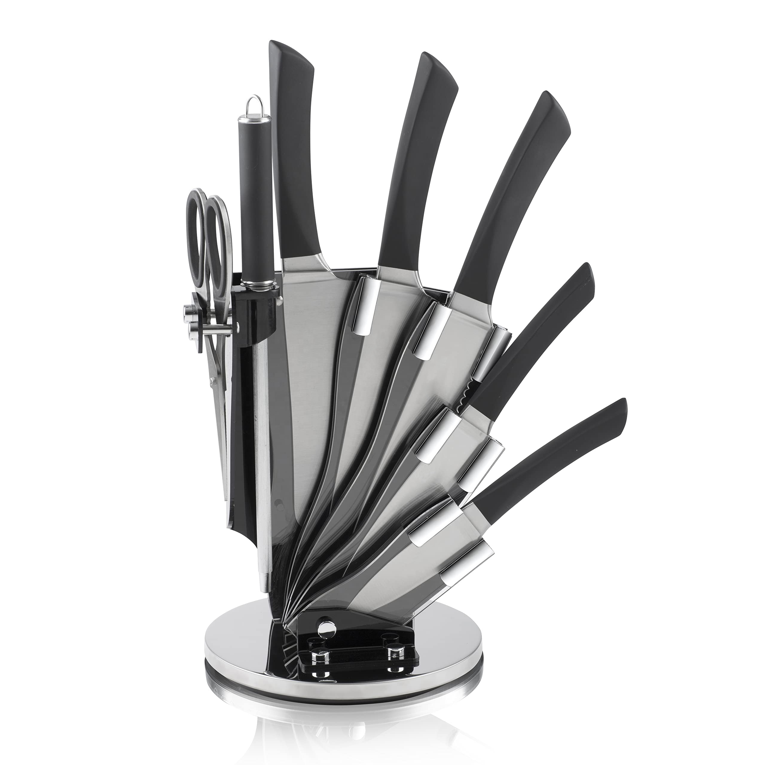 8 Piece Kitchen Knife Stainless Steel Hollow Handle Chef's Kitchen Knife Set with Block Cuchillos de Cocina