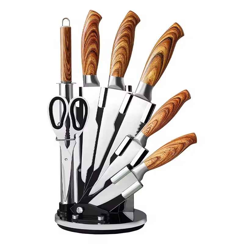 8 Piece Hollow Stainless Steel Chef's Knife Set with Acrylic Sharpener and Scissors Set
