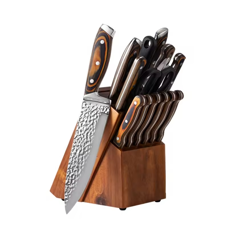 15 Pcs Stainless Steel Kitchen Knife Set with Acacia Wood Block