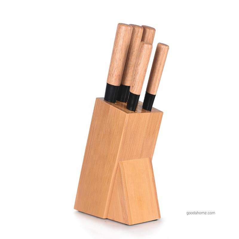 6-Piece Stainless Steel Multifunction Santoku Chef Knife Set Kitchen Cutting Tools Elegant Wood Knife Holder Gift Box Packaging