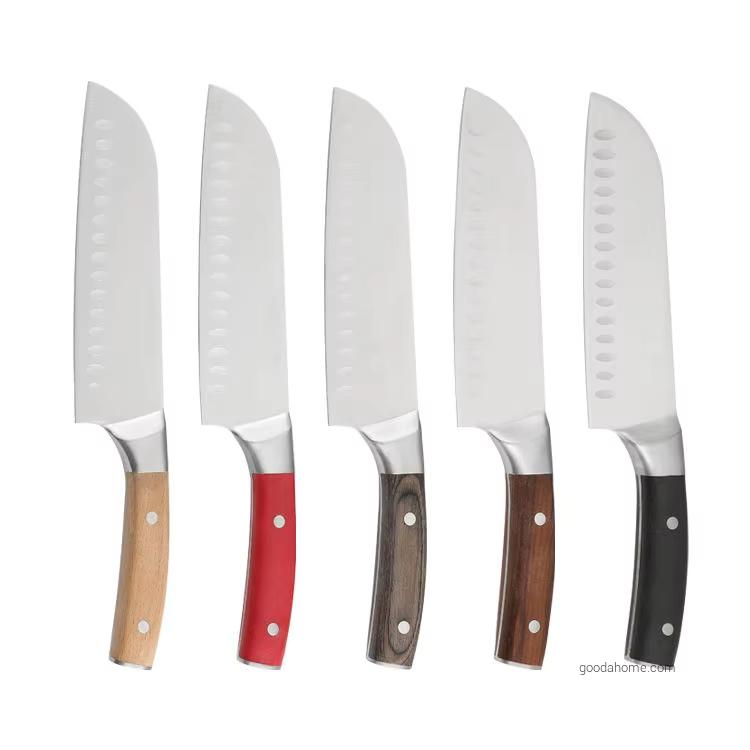 Factory Outlet Stainless Steel Santoku Knife Professional Chef Knife Wooden Handle Kitchen Knives