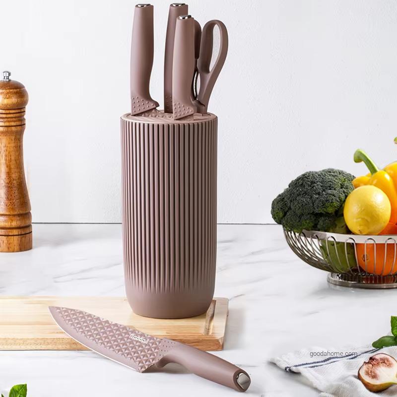 6-Piece Professional Chef Cooking Knives Set Kitchen Utility Knife Block Set With Universal Knife Block for Kitchen Cooking