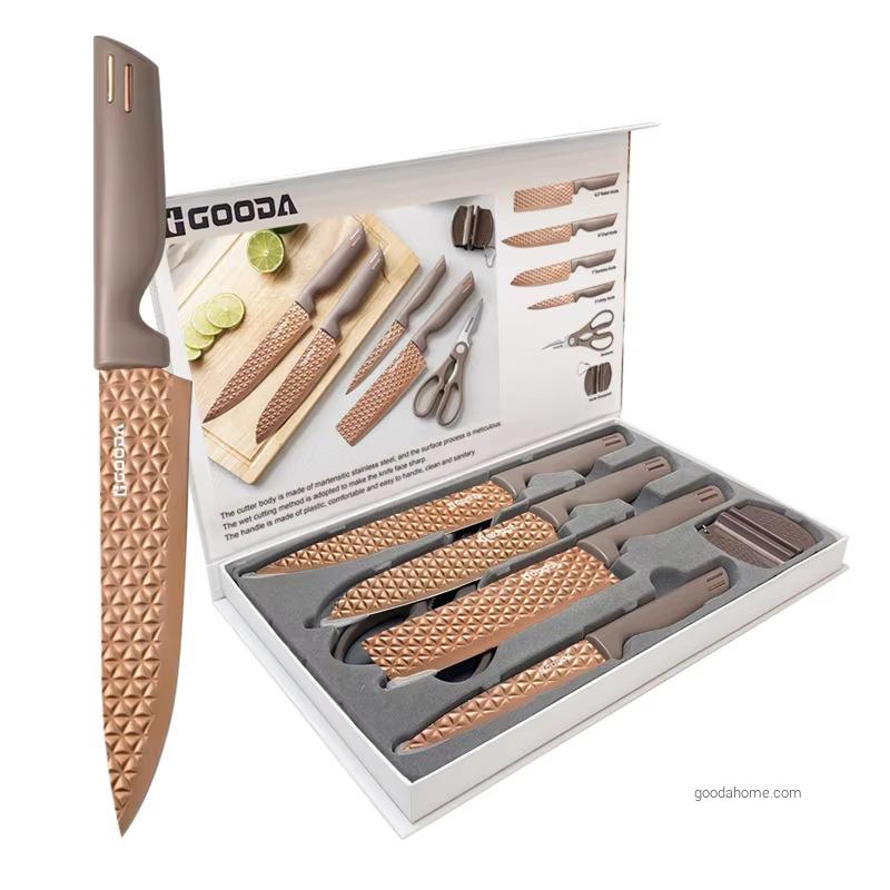 Messer Set Kitchen Knife Set 6-Piece Custom Stainless Steel Knife for Kitchen with Gift Box