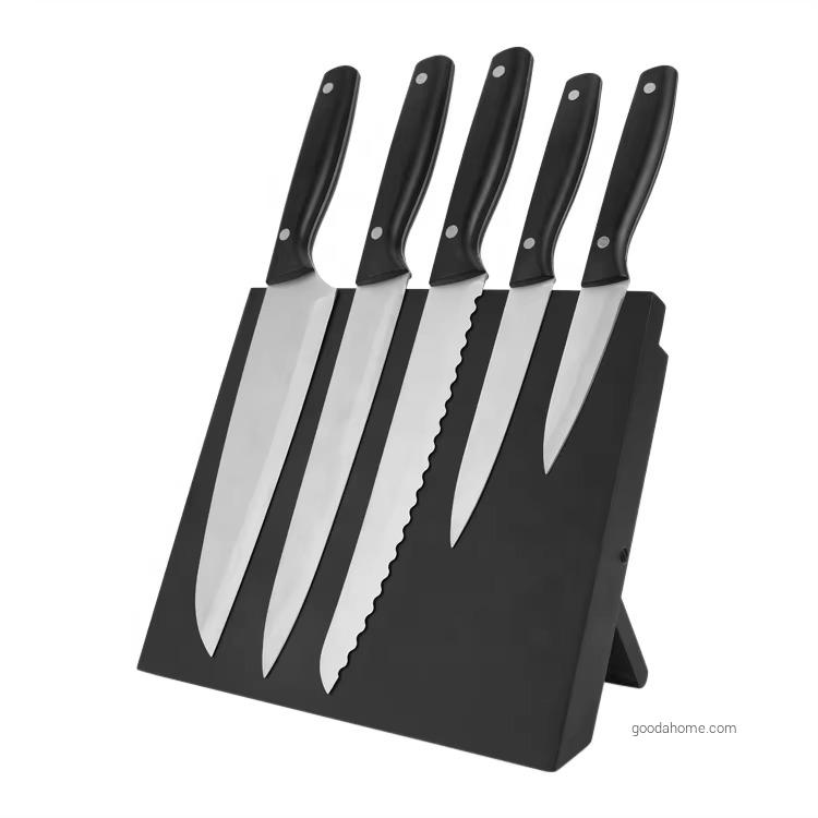 Hot Sale Premium 5 Piece Kitchen Knives Set with Magnetic Knives Holder Stand Chef Knife