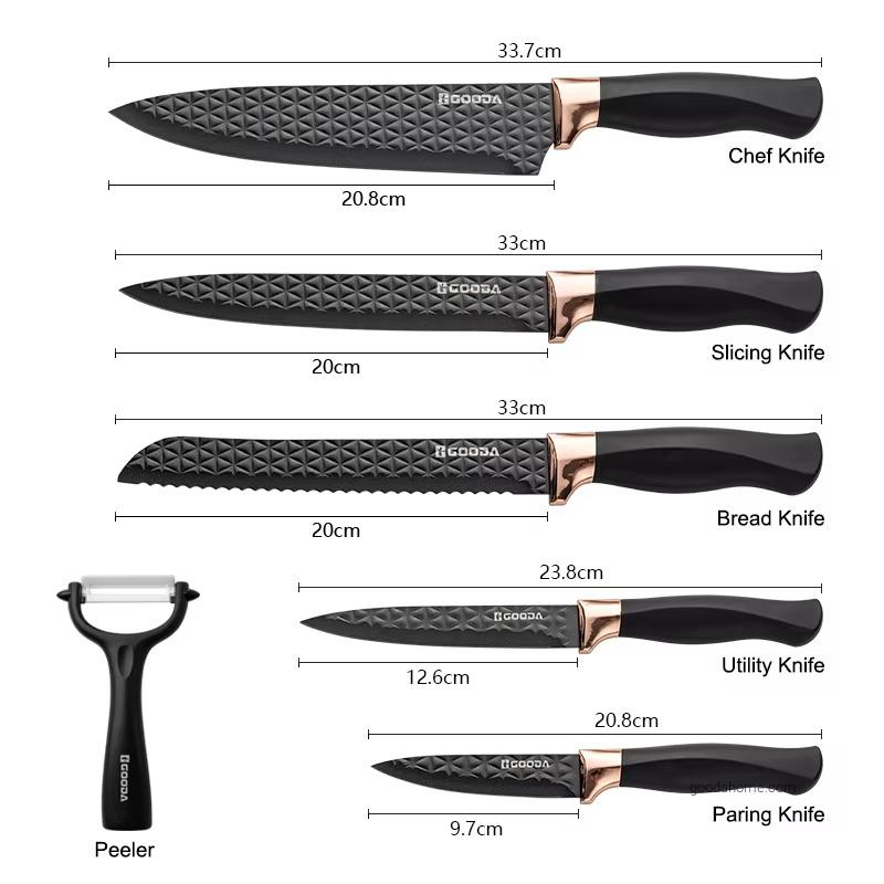 Juego De Cuchillos Wholesale 6pcs Kitchen Knife Set With Gift Box Stainless Steel Blade Chef Knife