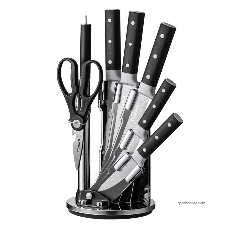 8 Pieces Stainless Steel Knife Set Japanese Kitchen Knife Set With PP Handle and Acrylic Knife Holder