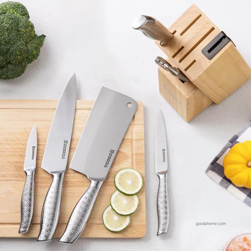 Professional Chef Knife Set Sharp Stainless Steel Multifunction Kitchen Knife Set With Wooden Block
