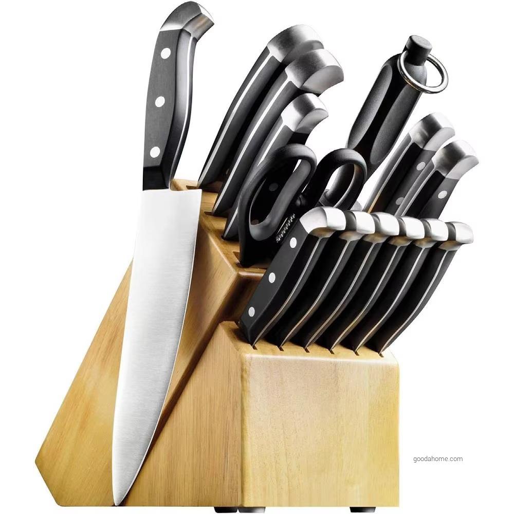 Custom Double Forged Handle Japanese Knife 14pcs Kitchen Steak Knife Set Bread Knife