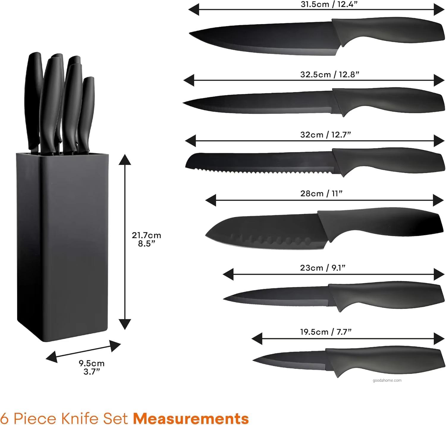 Knife Set Stainless Steel Meat Slicing Knife with Knife Holder Gift Kitchen Set 7 Set