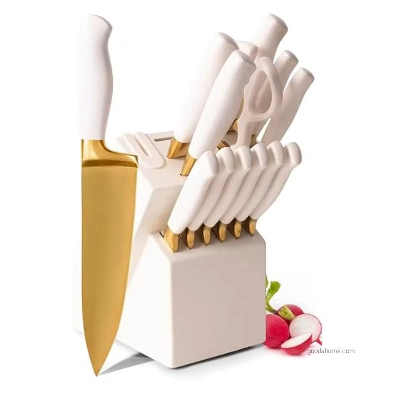 Cuchillos De Cocina Professional Steel Kitchen Knife Gold Titanium Chef Kitchen Knife Set Kitchen Knives