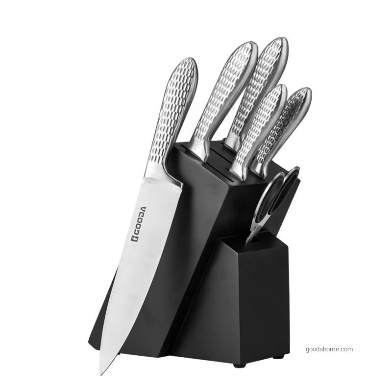 Hot Sales 7pcs Professional Chef Knife Set Stainless Steel with Ergonomic Hollow Handle Cutting Kitchen Tool Gift Box Packaging