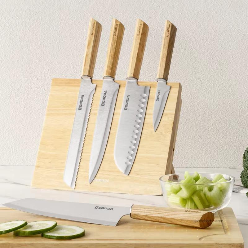 Couteau De Cuisine Kitchen Chef Knives Set Metal High Carbon Stainless Steel Knife Sets Chef Slicing Knives with Wood Handle