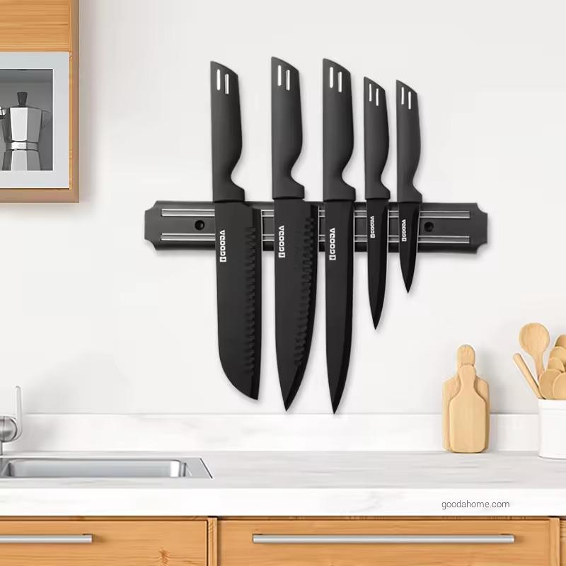 Professional Japanese Knife Set PP Handle Kitchen Chef Knives with Wall-mounted Magnetic Holder